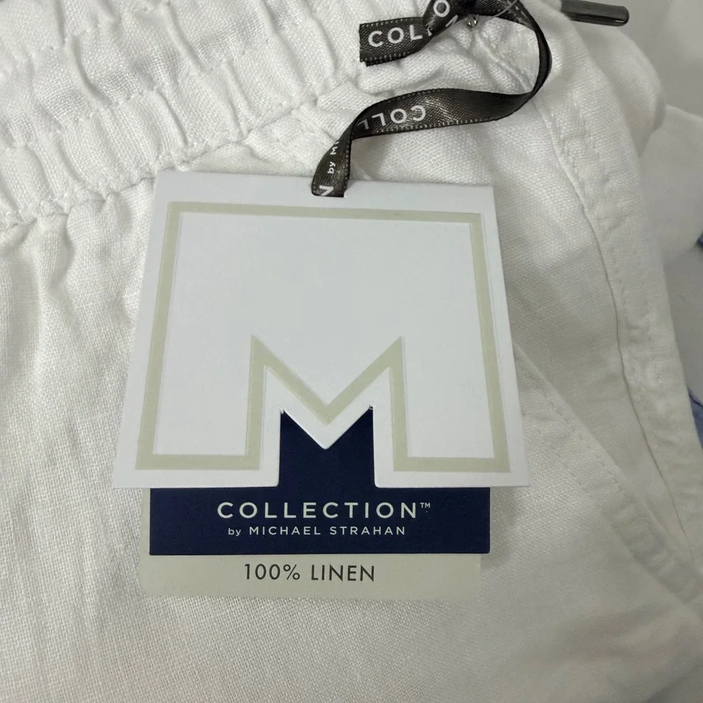 Collection by Michael Strahan Mens White 100% Linen Drawstring Pants Size S NWT